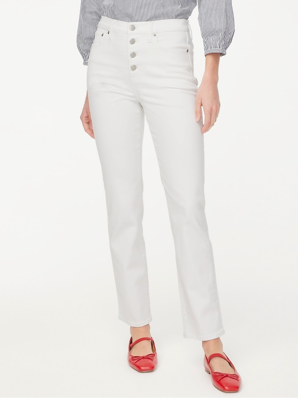 J Crew Fac NWT High Rise Stovepipe Jean in Signature Stretch+ Size 28 in White
